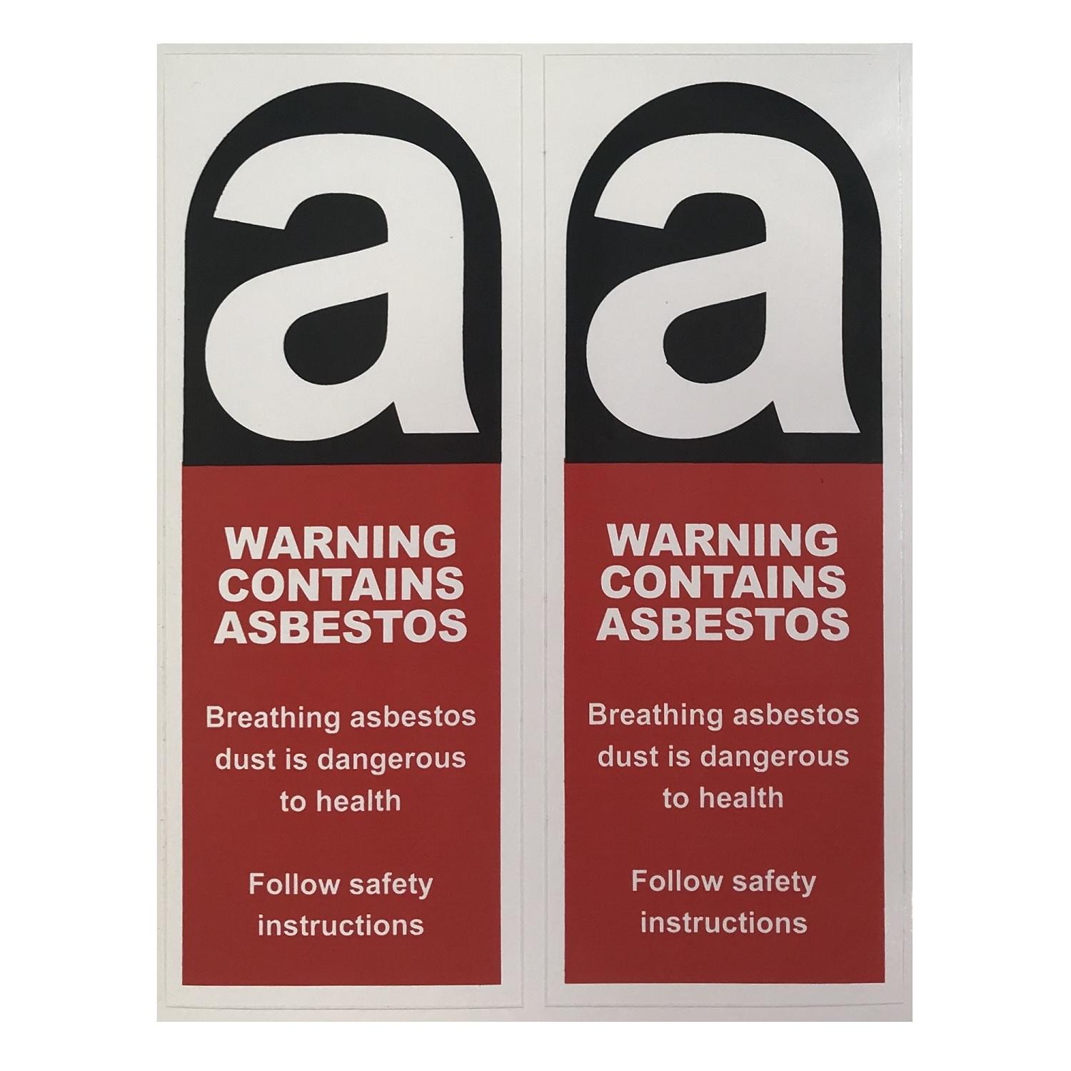 Warning Contains Asbestos Sticker 150mm 2 pack quality vinyl 