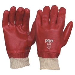 PRO CHOICE Red PVC Glove with Knitted Wrist