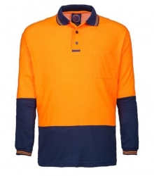 RITEMATE RM2346 - Long Sleeve Polo Shirt - Orange/Navy.